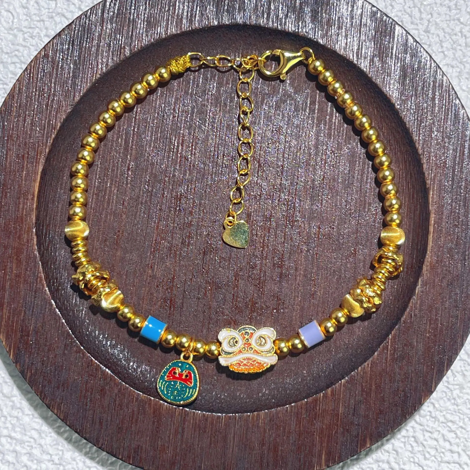 

Браслет из стерлингового серебра S925 с кошачьим глазом, изображением тигра и льва, для женщин, новый, в китайском стиле, с синим пламенем, с бусинами-талисманами, универсальный.