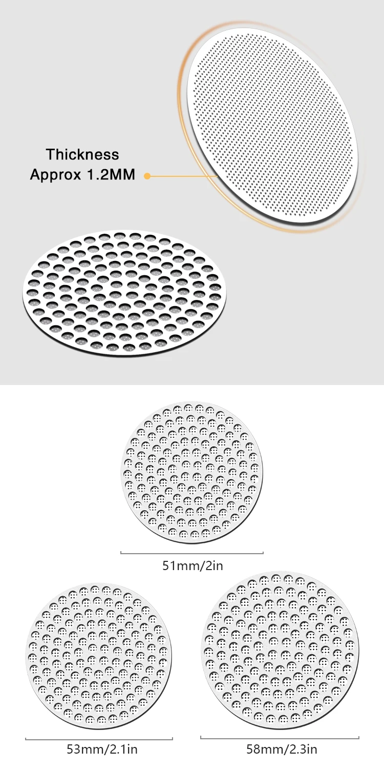 51/53/58 mm wiederverwendbares Kaffeefilter-Sieb aus 304 Edelstahl, doppellagiger Kaffeefilter mit feinem Netz, professionelles Espresso-Zubehör – Detail 8