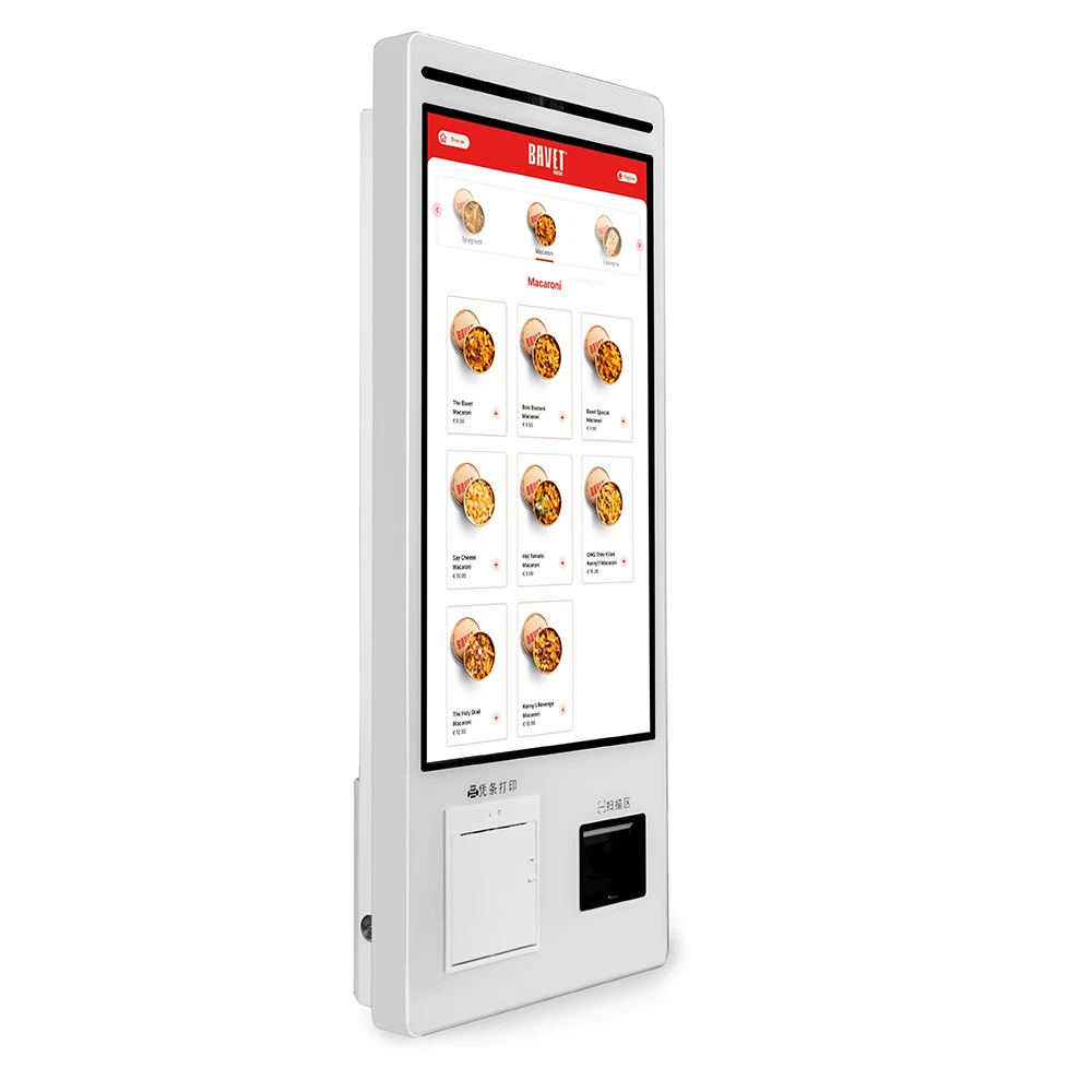 طباعة الخروج كشك الطلب الذاتي 21.5 بوصة الحائط آلة طلب المطاعم الخدمة الذاتية الخدمة الذاتية