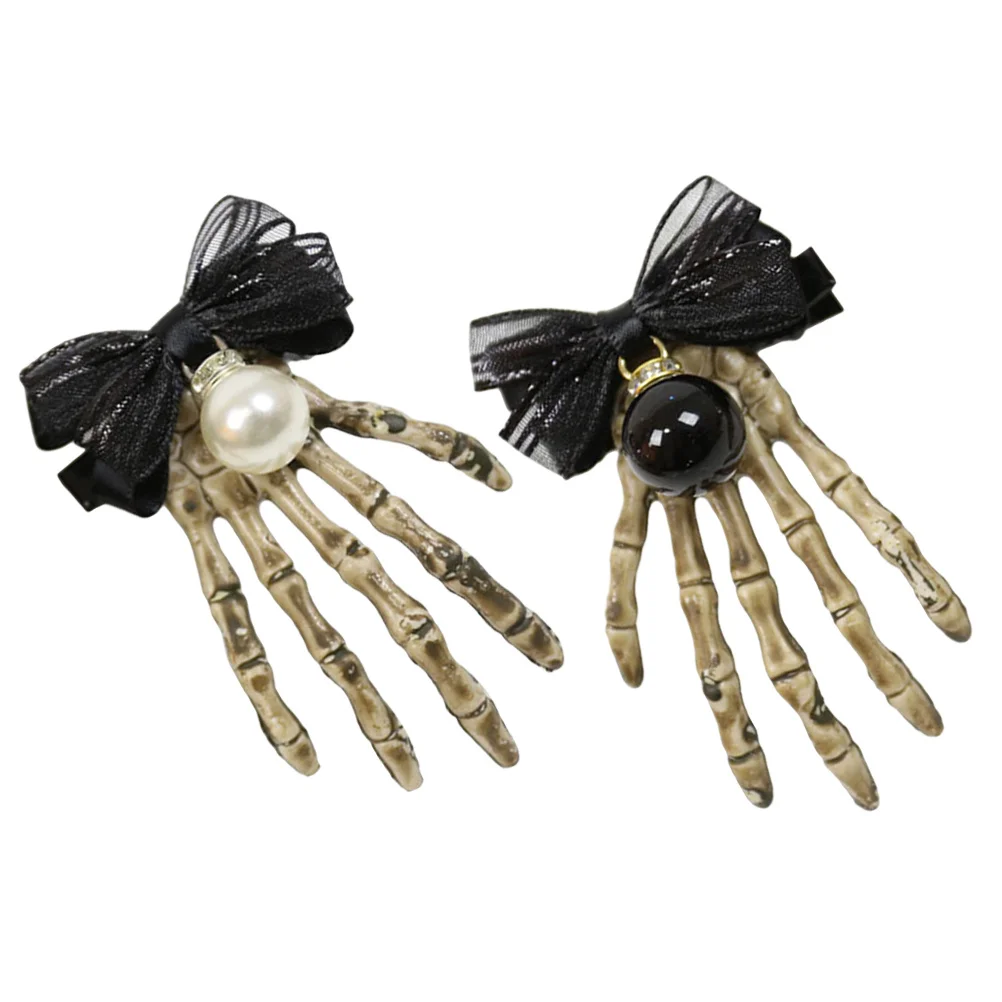 2 個ハロウィン骨ヘアピンハンドスカルデザインファッショナブルな帽子ハロウィンフェスティバルダンスパーティーバレッタギフト