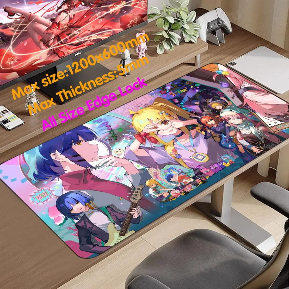 B_bocchi the R_rock Mouse High-end E-sports Mouse Pad Pad Desk Protector Mat  Desk Pad  1200x600 Mouse Tapete Para Mouse Pad 5mm