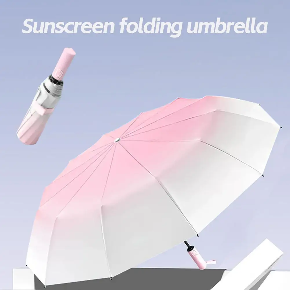 8/20 Bone Automatic Gradient Color Umbrella For Men Women Large 5 Fold Windproof,Waterproof Sunshade Sun UV Protection Umbrellas