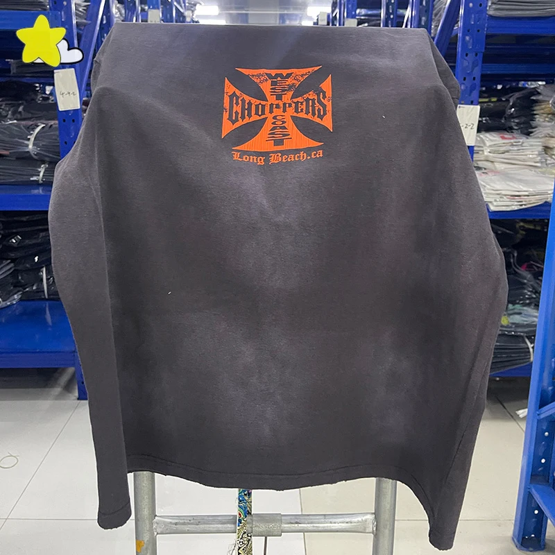 

Classic Orange Graphics Print West Coast Choppers T Shirt Men Women Hip Hop Oversized Vintage Washed Black Tee Cotton T-Shirt