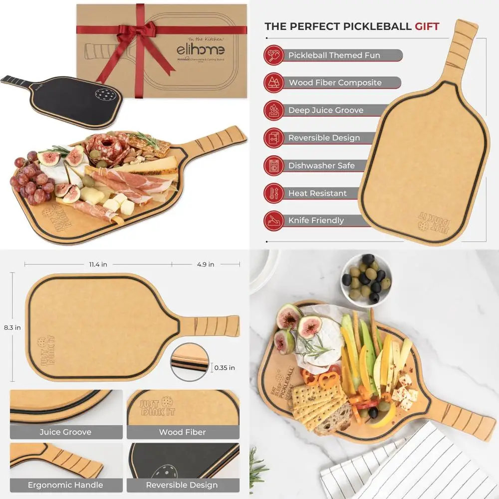 

Доска для шариков Pickleball и разделочная поверхность, деревянный сервировочный поднос в форме весла, 16x8,5 дюймов, идеальный подарок для мужчин и женщин
