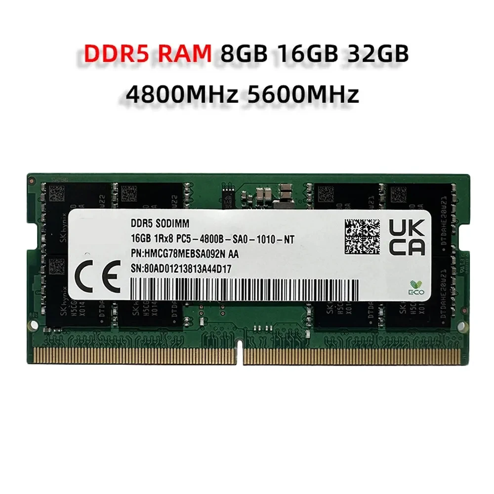 Notebook RAM DDR5 32GB 16GB 8GB 4800MHz 5600MHz SODIMM 262pin for Laptop Notebook Computer Memory Dual Channel