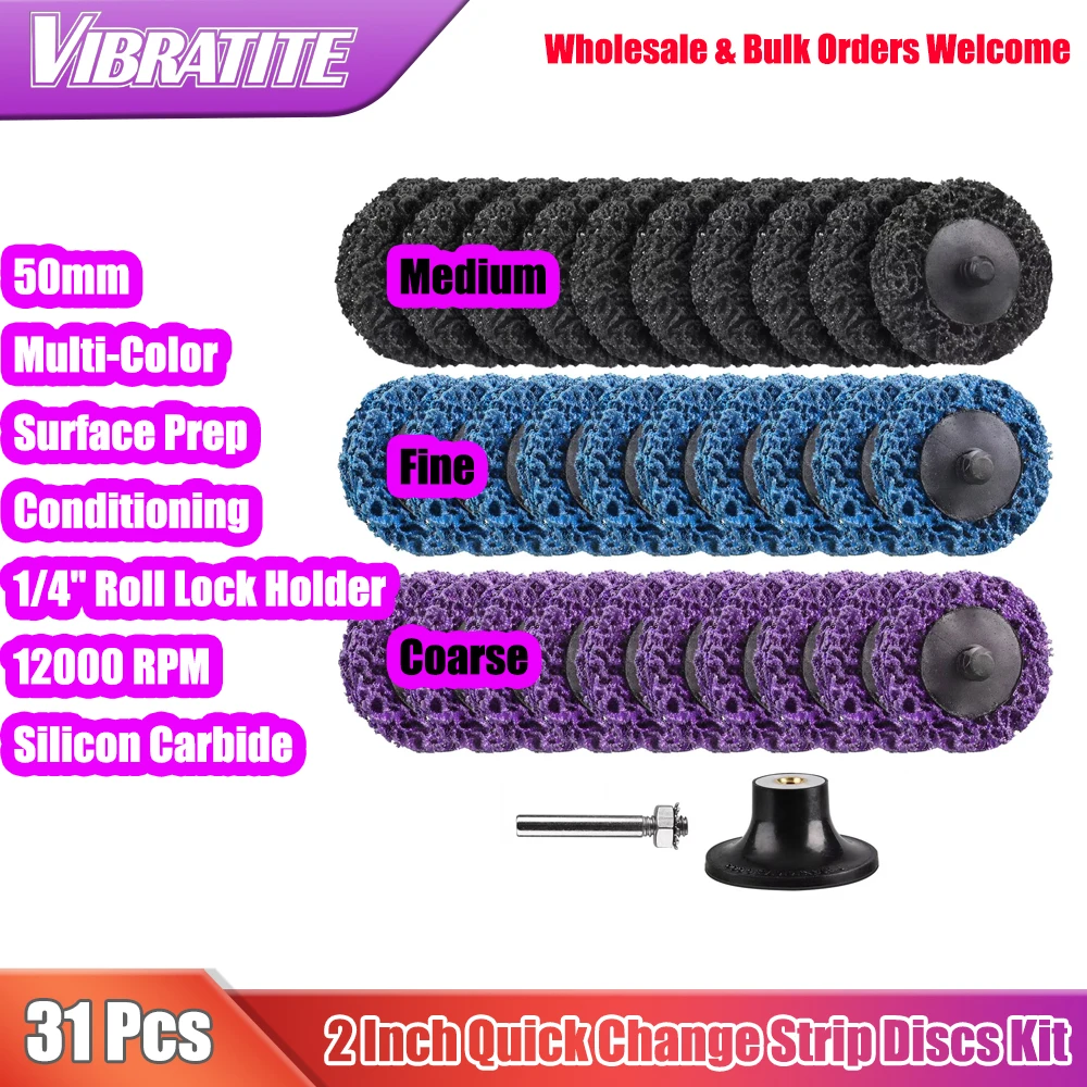31 Pcs 2 Inch Quick Change Easy Strip Discs for Drills Die Grinder With 1/4' Grinding Disc for Paint and Rust Removal