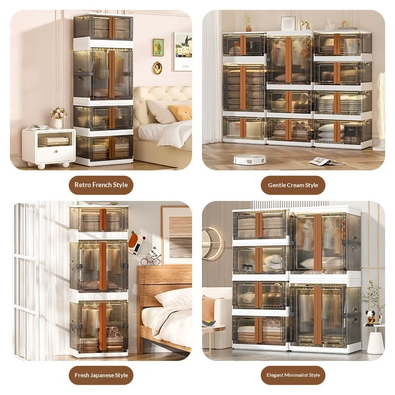 Premium-Kleiderschrank für Kinder aus Kunststoff ohne Montage, großes Fassungsvermögen, faltbar, Aufbewahrungsorganisator für Kleidung, Spielzeug, tragbarer Kindergarten-Schrank