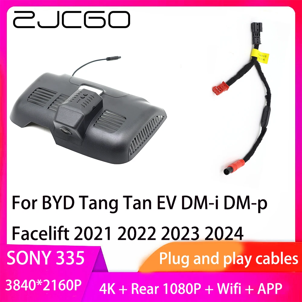 ZJCGO Plug and Play DVR Dash Cam UHD 4K 2160P Video Recorder for BYD Tang Tan EV DM-i DM-p Facelift 2021 2022 2023 2024