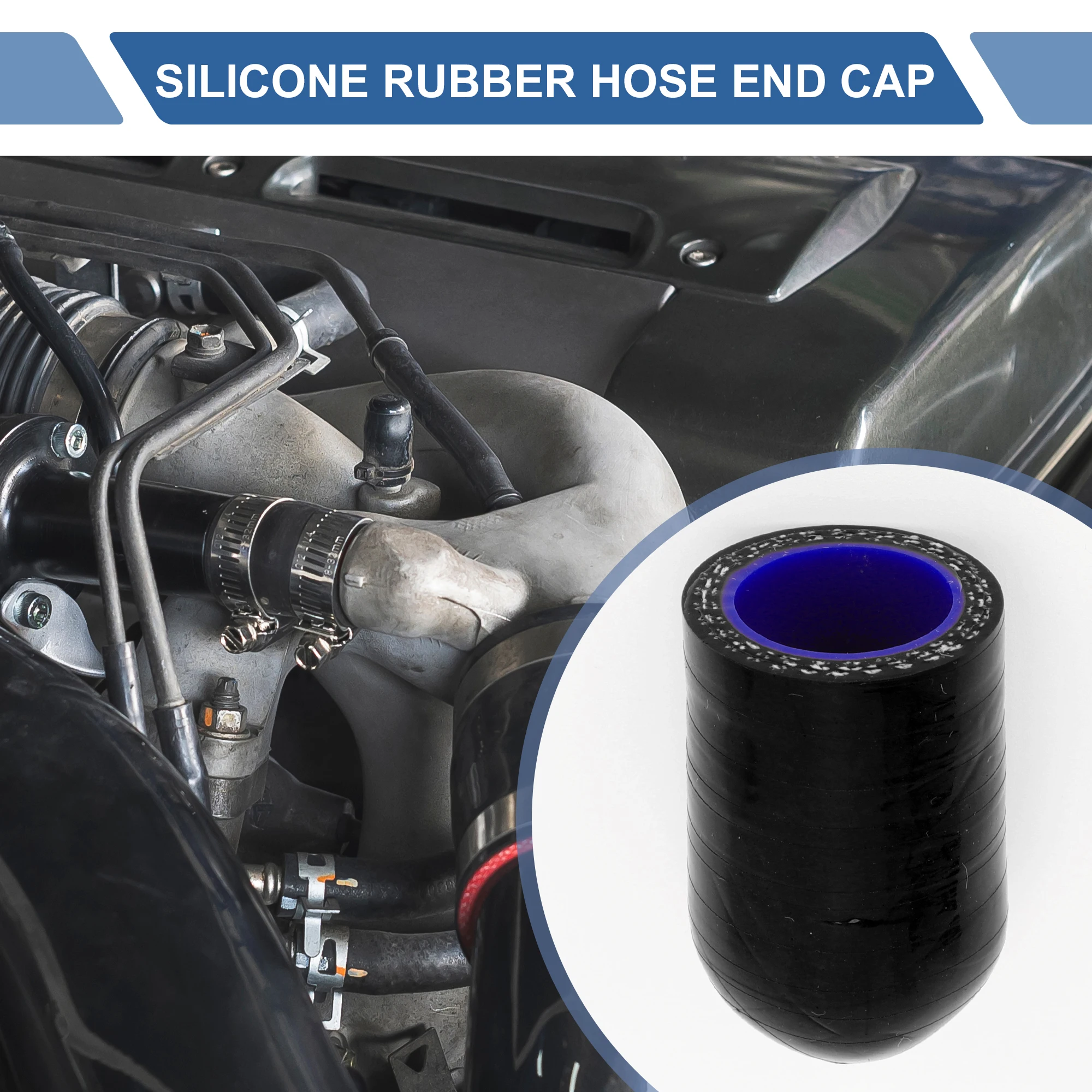 UXCELL 30mm Length 6/8/10/12/14/16/18/22/28/32/40MM ID Car Silicone Rubber Hose End Cap Silicone Reinforced Blanking Cap