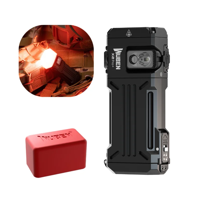 Linterna EDC Recargable WUBEN X2 PRO+ de 1500 Lúmenes, Portátil, Impermeable, con Base Magnética, Incluye 2 Baterías de 920 mAh
