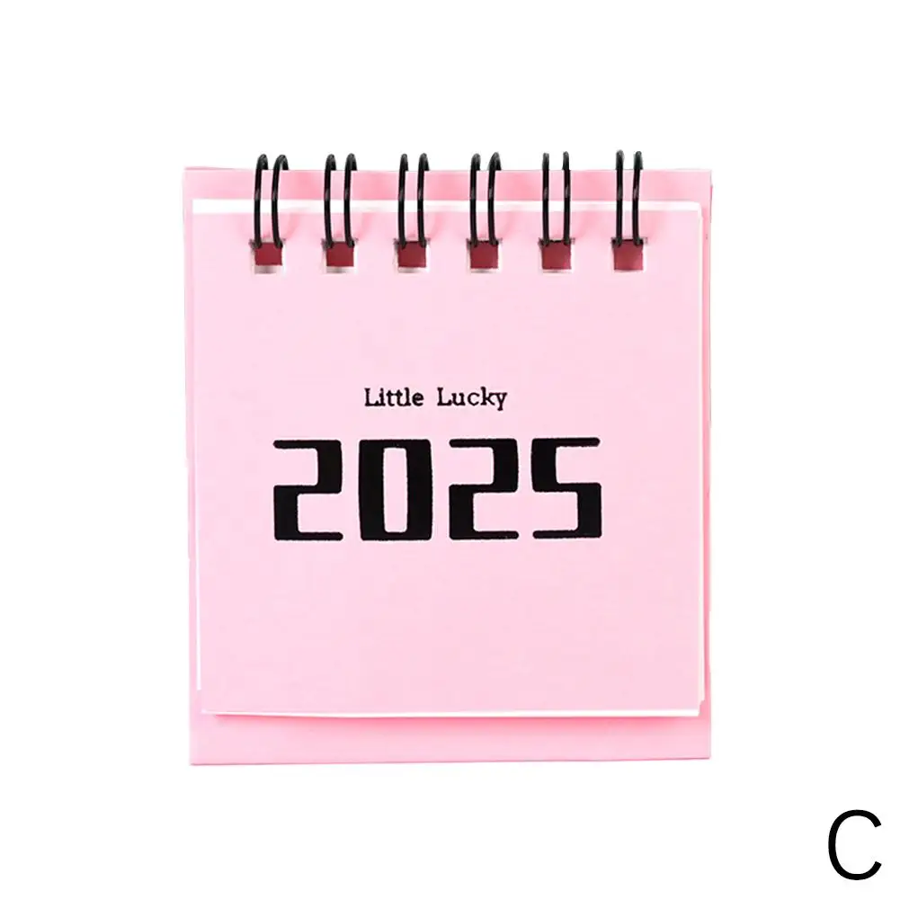 2025 English Solid Color Mini Desk Calendar Creative Memo Daily Plan Decoration Calendar Office Study Desktop Calendar R8E5