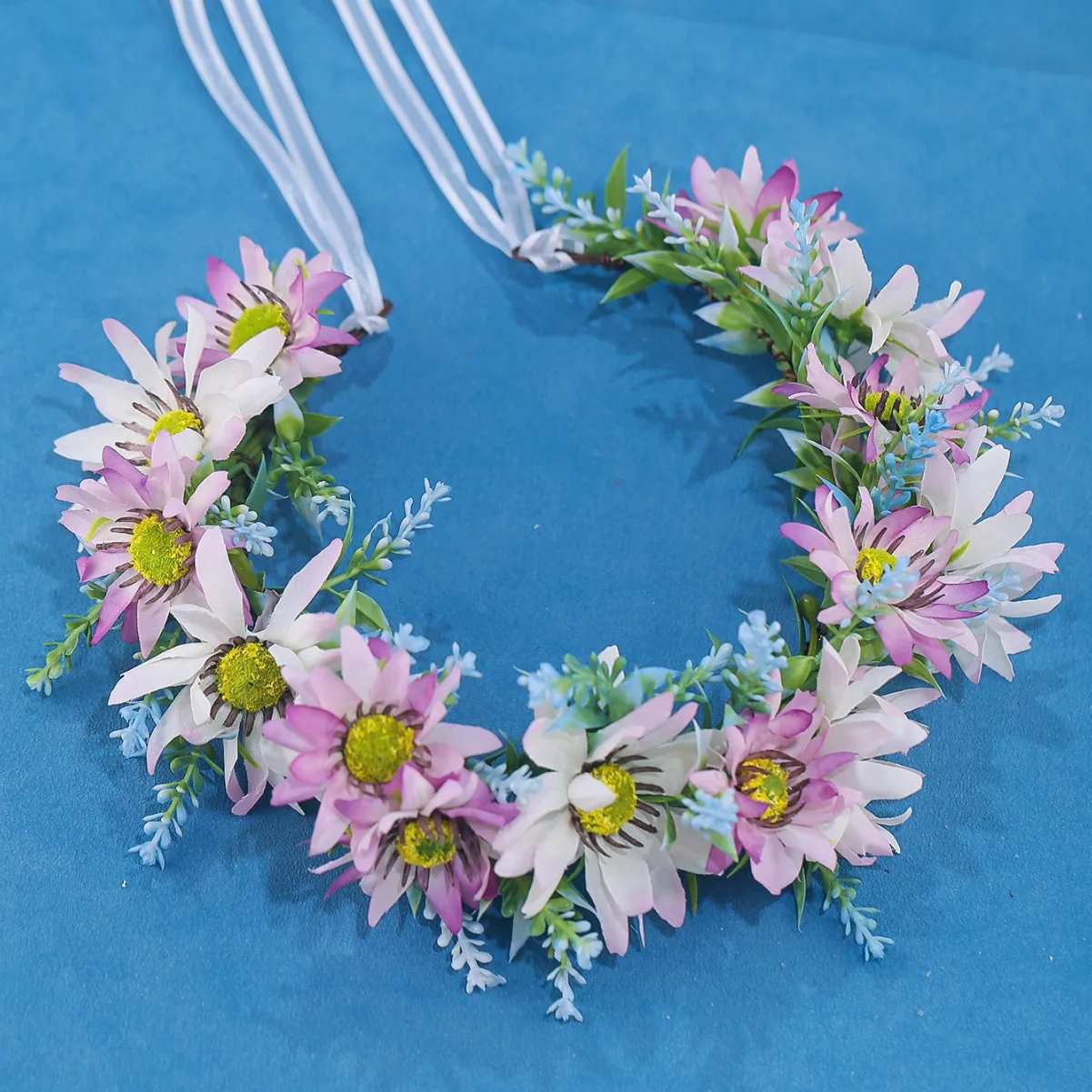 Floral Contrast Color Headband for Women Girls Fresh Forest Style Hair Hoop Outdoor Photography Vacation Photo