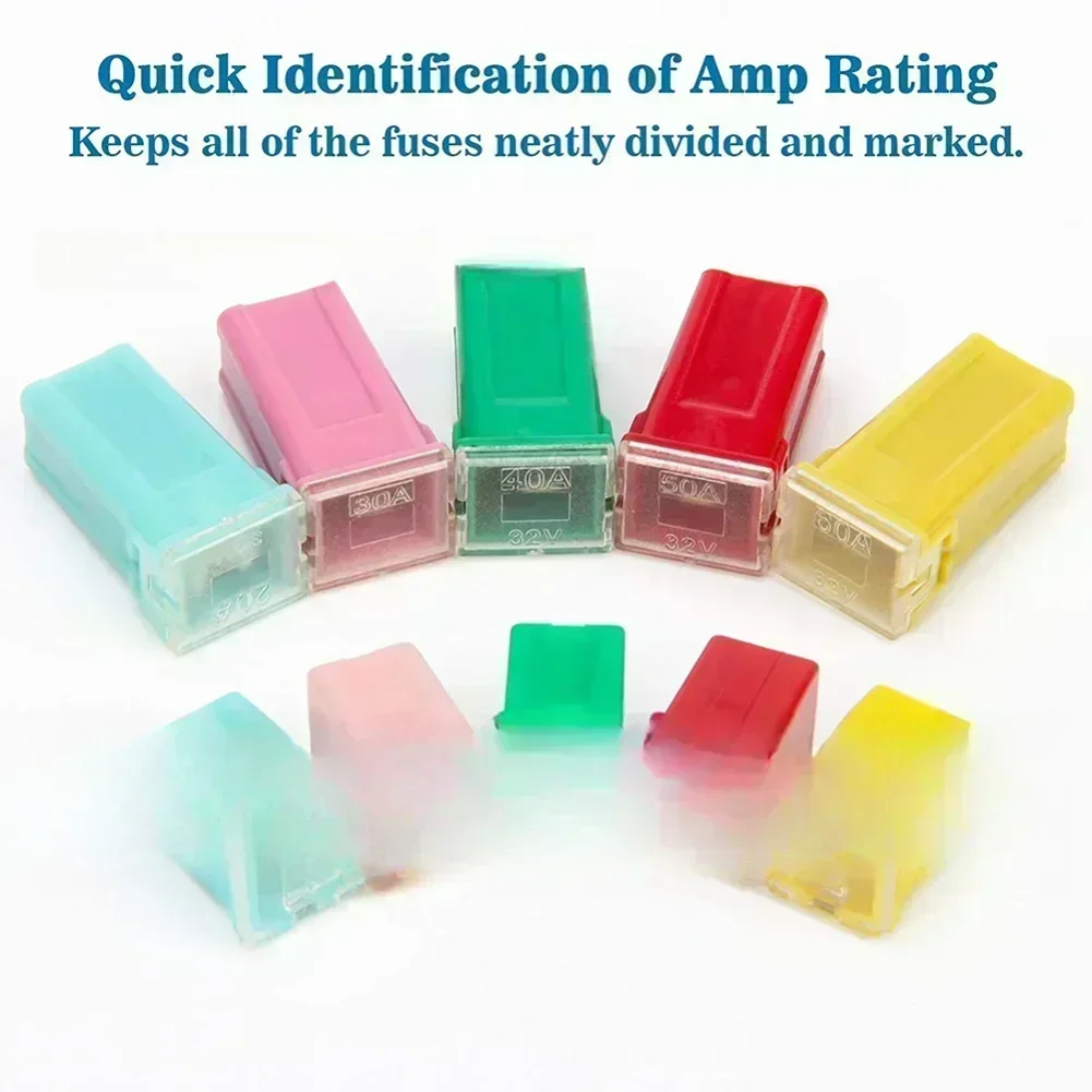 40Pcs Box Shaped Mini Car Fuse Combination Kit Box Shaped Fuses Assortment Kit (20A, 30A, 40A, 50A, 60A, 80A) For Cars, Trucks