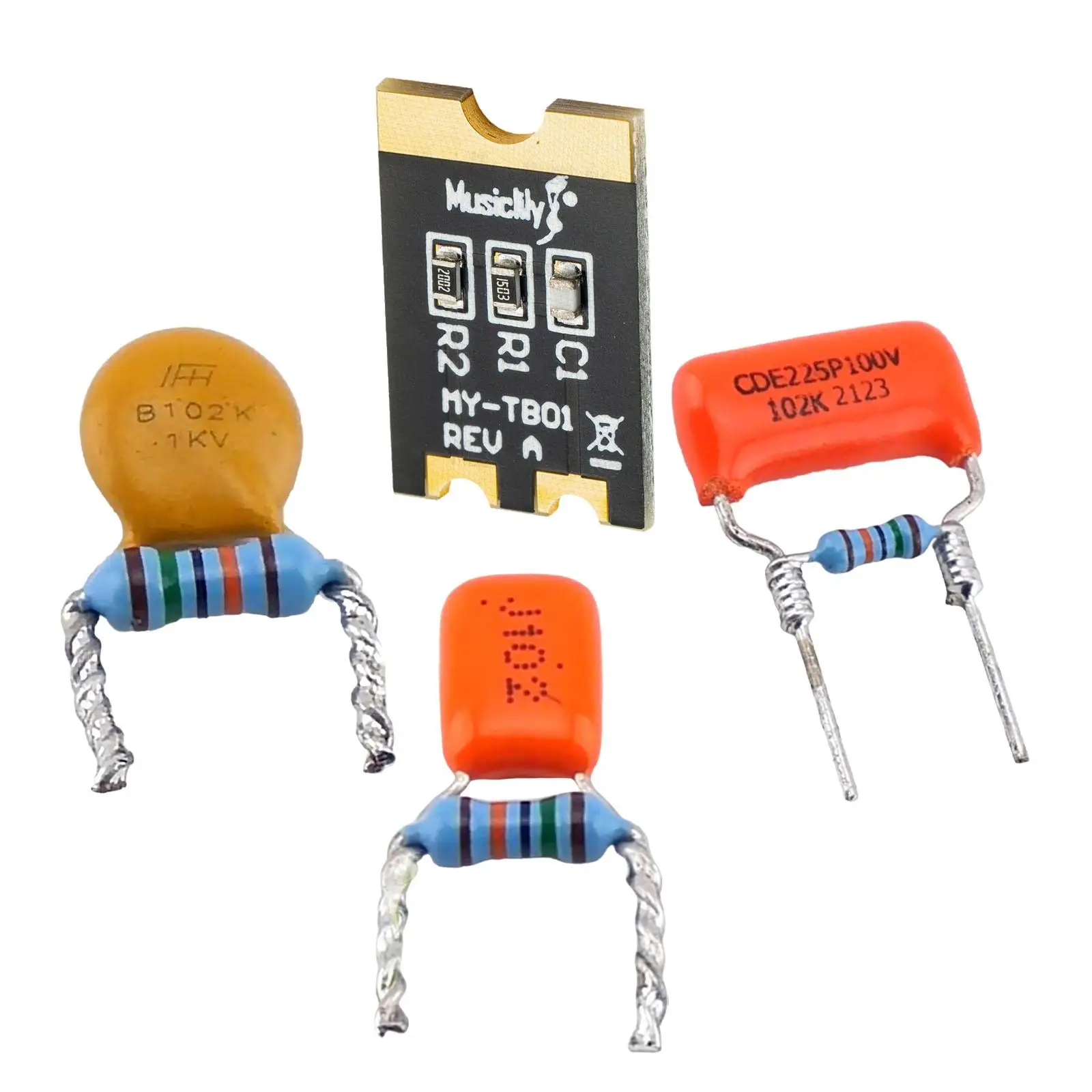 Conjunto de capacitores e resistores de sangramento agudo para guitarra elétrica, resistente, melhora o som