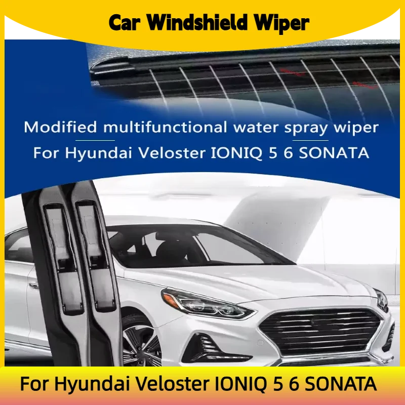 Car Modify Windshield Water Spray Wiper Blades For Hyundai Veloster IONIQ 5 6 SONATA Auto Wet Arm Cleaning Wiper Accessory