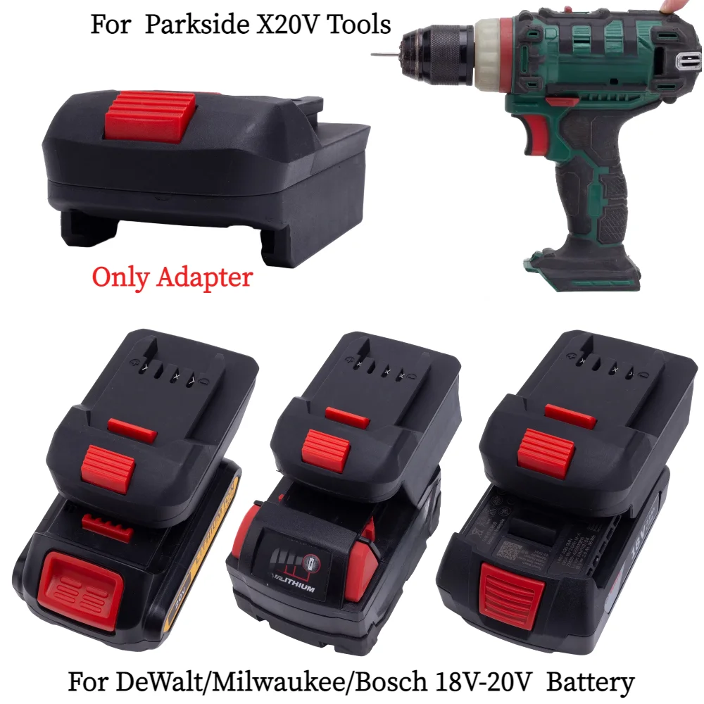 Battery Adapter Converter for DeWalt/Milwaukee/Bosch 18V-20V Lithium Battery To Lidl Parkside X20V Power Tools（Only Adapter）