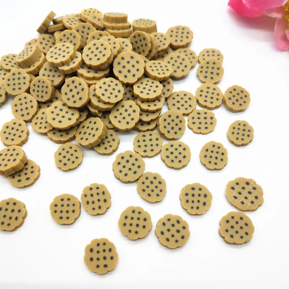 20g 1cm Big Brown Biscuits Polymer Clay Cookie Slices for DIY Women Crafts Plastic Klei Mud Particles