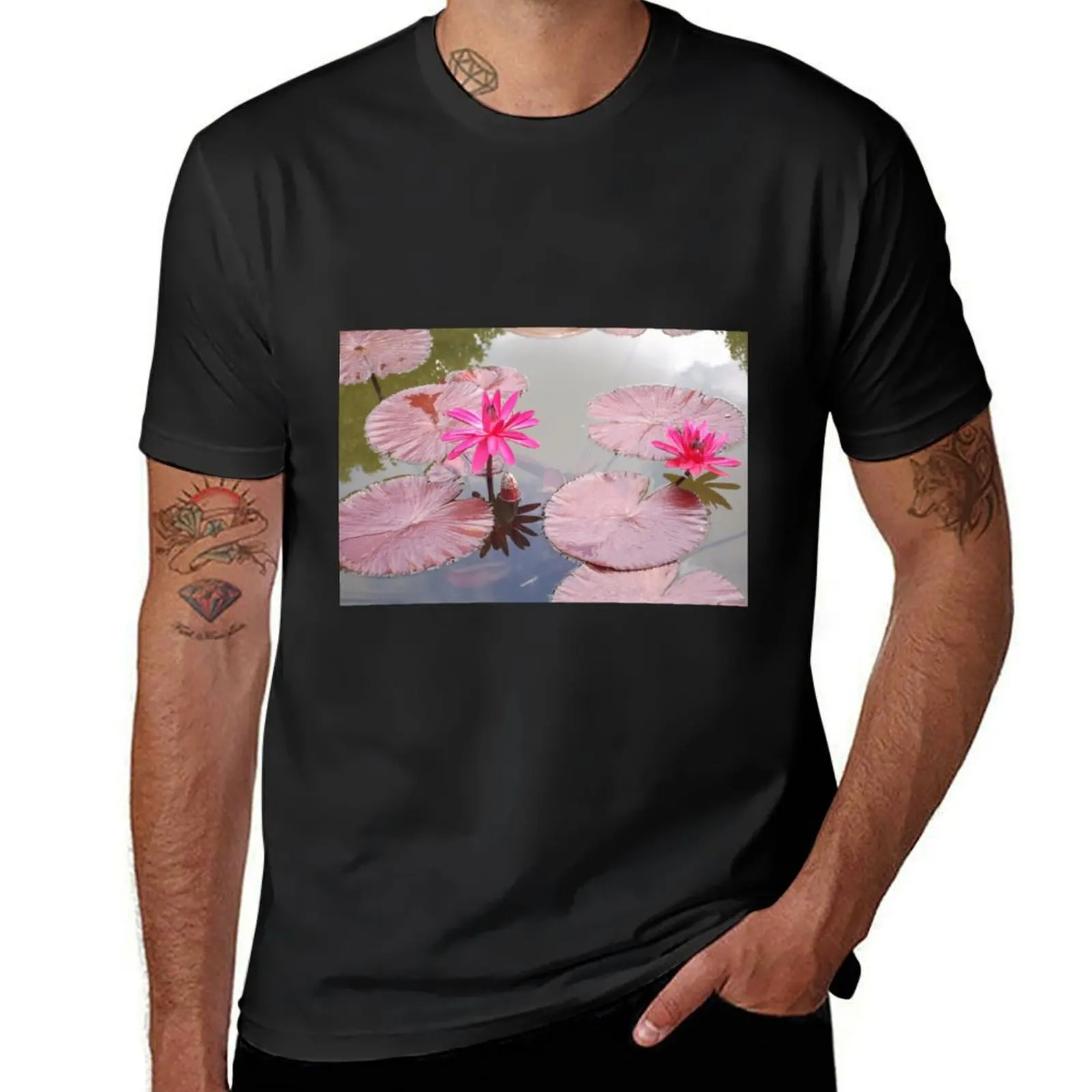 Waterlilies in Summer T-Shirt hippie clothes Short sleeve tee funny t shirts for men