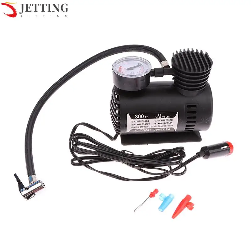 Portable 12V 300psi Mini Air Compressor Pump Tire Tyre Inflator 15LPM Quickly Inflate Car Tyre Inflator Auto Pump Set