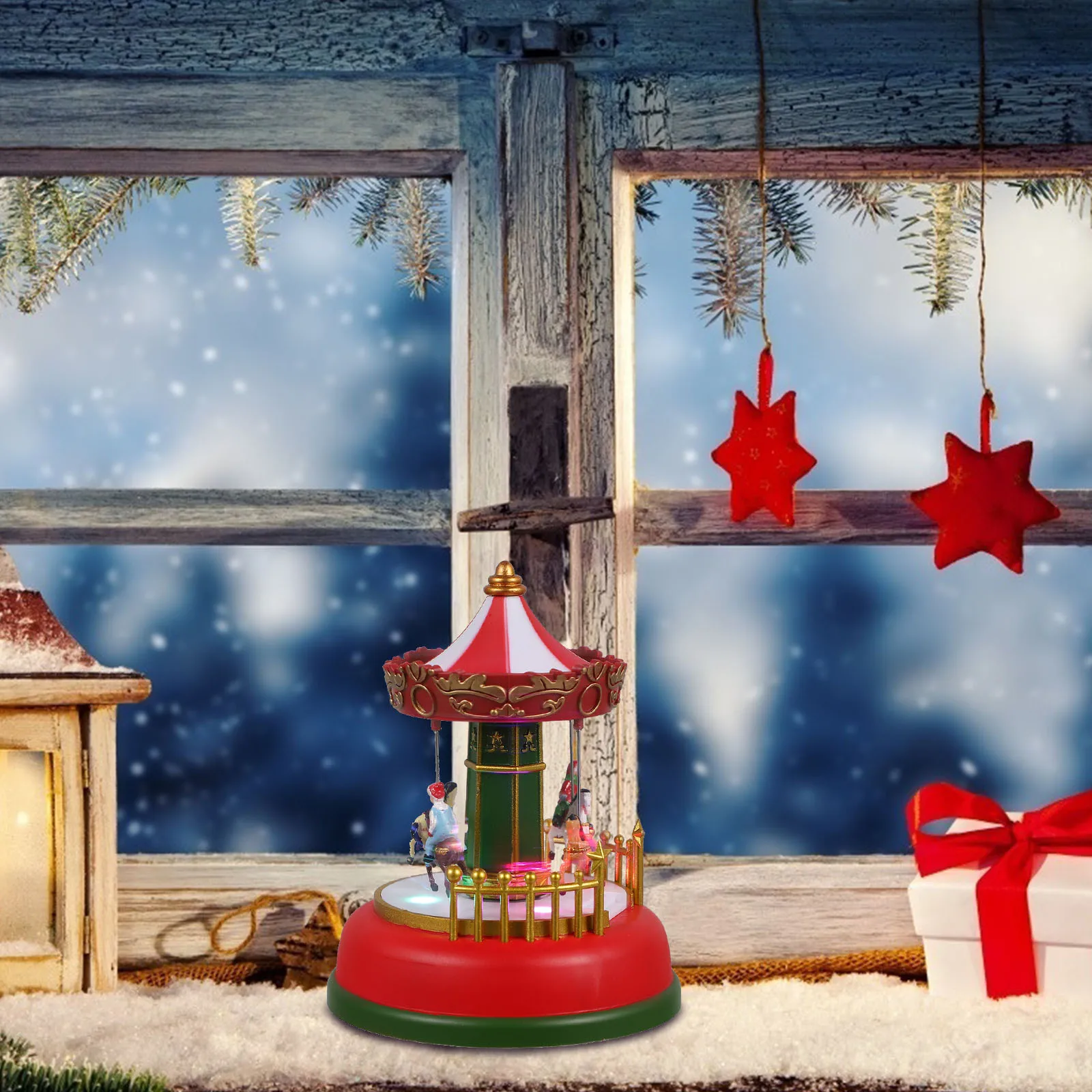 

Luminous Merry round Music Box Luminous Music Box Carousel Christmas naments Desktop Toy Melody Lantern Home Decor Gifts
