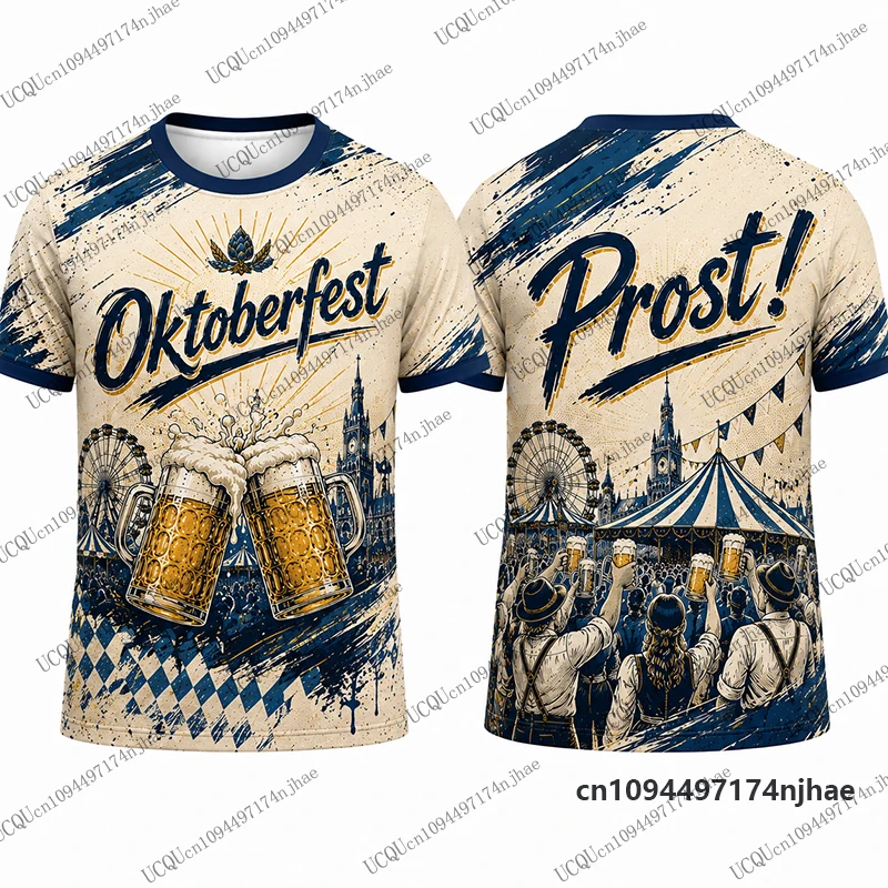 Neues Deutschland Oktoberfest 2026 Prost! Bedrucktes Fußballtrikot für Herren, T-Shirt, Sommer, atmungsaktiv, Sport-T-Shirt, lässige Oberteile für Kinder/Erwachsene – Detail 4