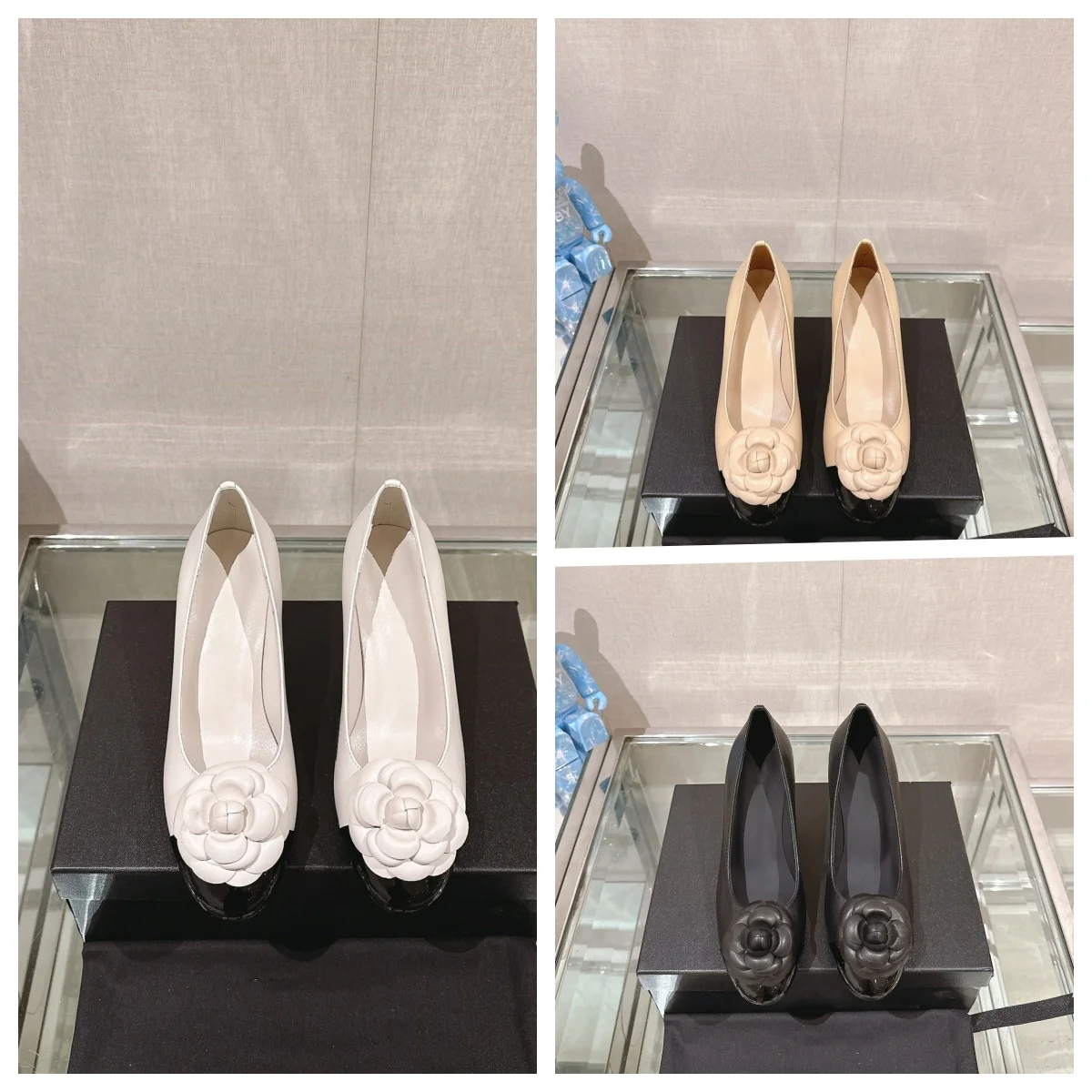 

Small fragrant camellia flat single shoes classic camellia design with skirt pants exceptionally versatile style