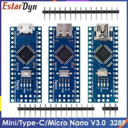 Mini / Type-C / Micro USB Nano 3.0 With the bootloader Compatible Nano Controller for CH340 USB driver 16Mhz ATMEGA328P