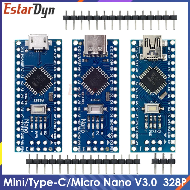 Mini / Type-C / Micro USB Nano 3.0 With the bootloader Compatible Nano Controller for CH340 USB driver 16Mhz ATMEGA328P