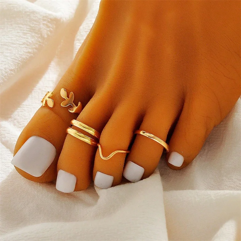 Fashion Adjustable Toe Rings for Women Foot Ring Gold/Silver Color Metal Round Jewelry for Girl Summer Beach Barefeet