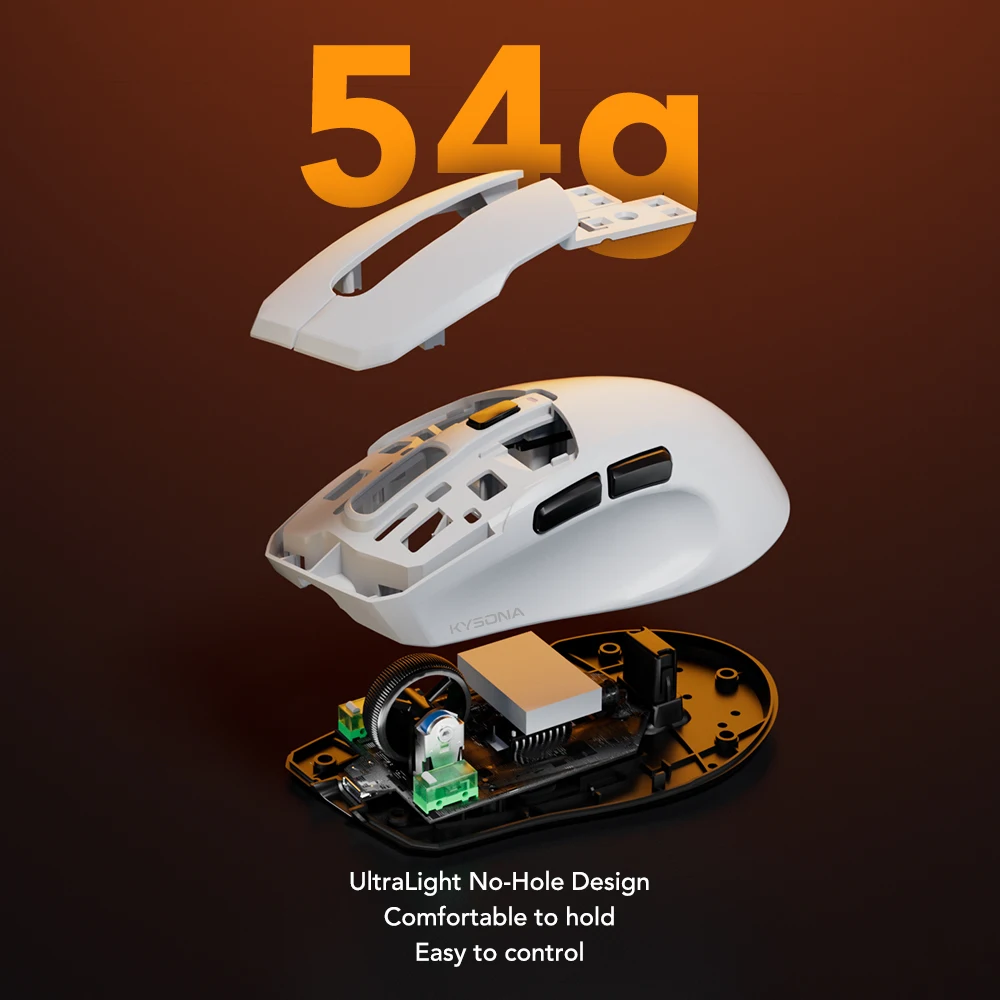 Choice KYSONA Uranus Pro Wireless Gaming Mouse 54g PAW3395 Lightweight 8KHz Polling Rate 26000DPI Optical Sensor For Laptop PC