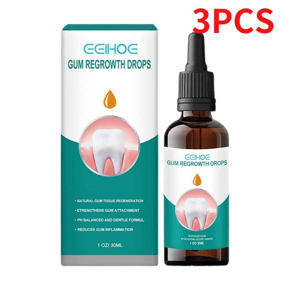 3pcs Gum Regrowth Drops Relieve Mouth Periodontal Gum Bleeding Pain Treatment Bad Breat Antibacteria Oral Clean Care