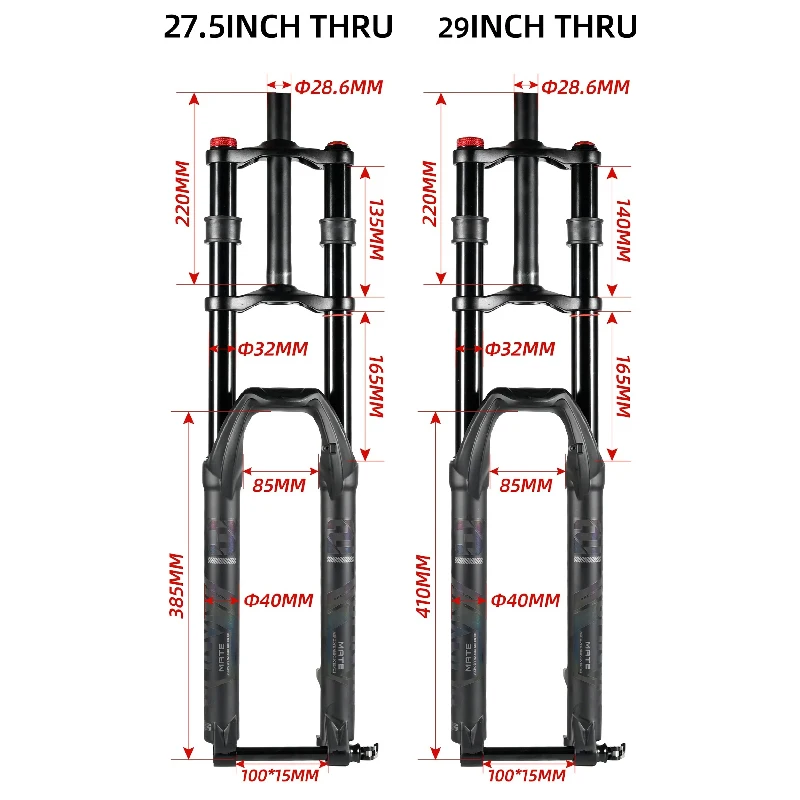 Mountain Bike Double Shoulder Fork Air Fork with Damping Suspension Speed Drop Fork (27.5/29 inch Front Fork)