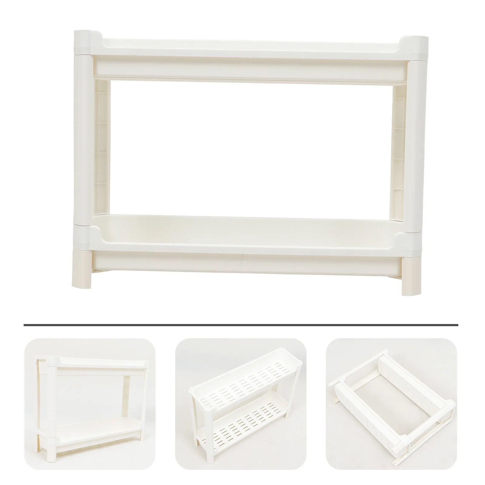 

1 pc Multi-Tier Plastic Storage Compact Space Saving Corner Shelf For Bathroom Home Floor Use Pp Material Non-Slip Feet