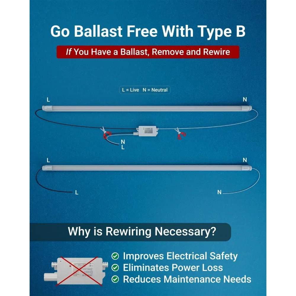 Sunco 10 sztuk świetlówek LED T8, 120 cm z funkcją bypassu statecznika, zamiennik świetlówki 120 cm, 2200 lumenów, 18 watów, światło dzienne 5000K