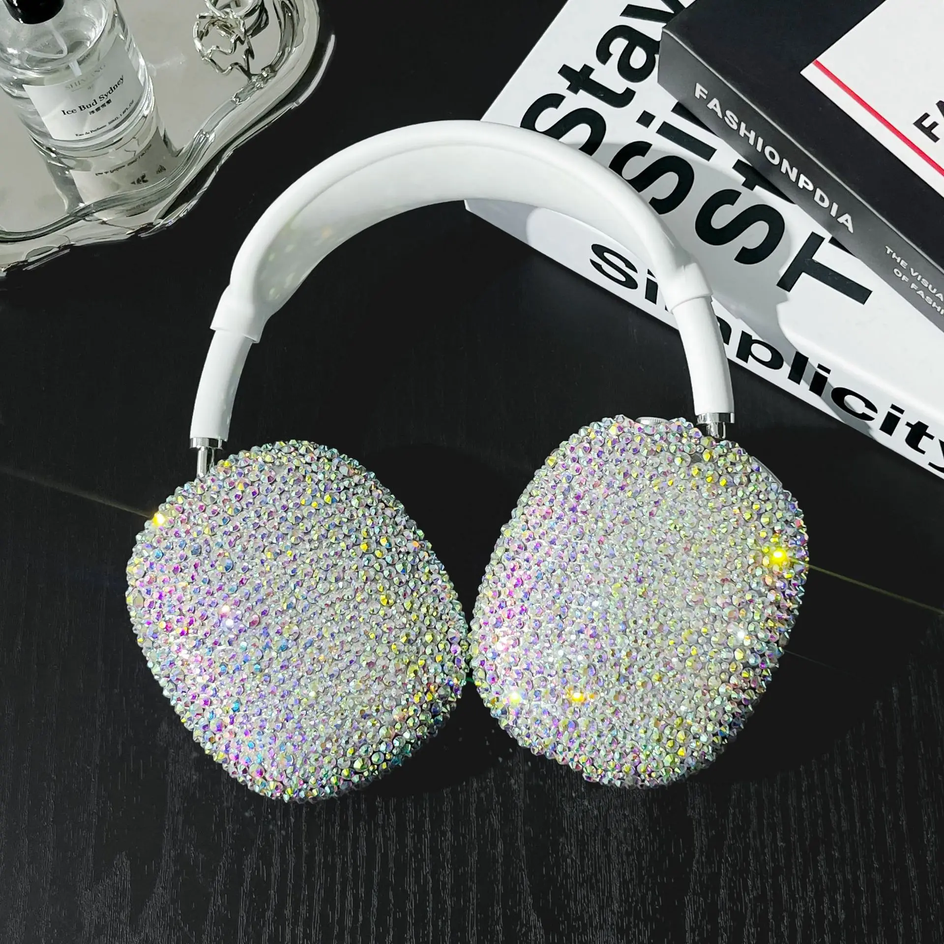 Luxury Dazzle Colorful Glitter Rhinestones For Apple Airpods Max Case Handmade Diamond Bling Headband Bluetooth Headset Cover