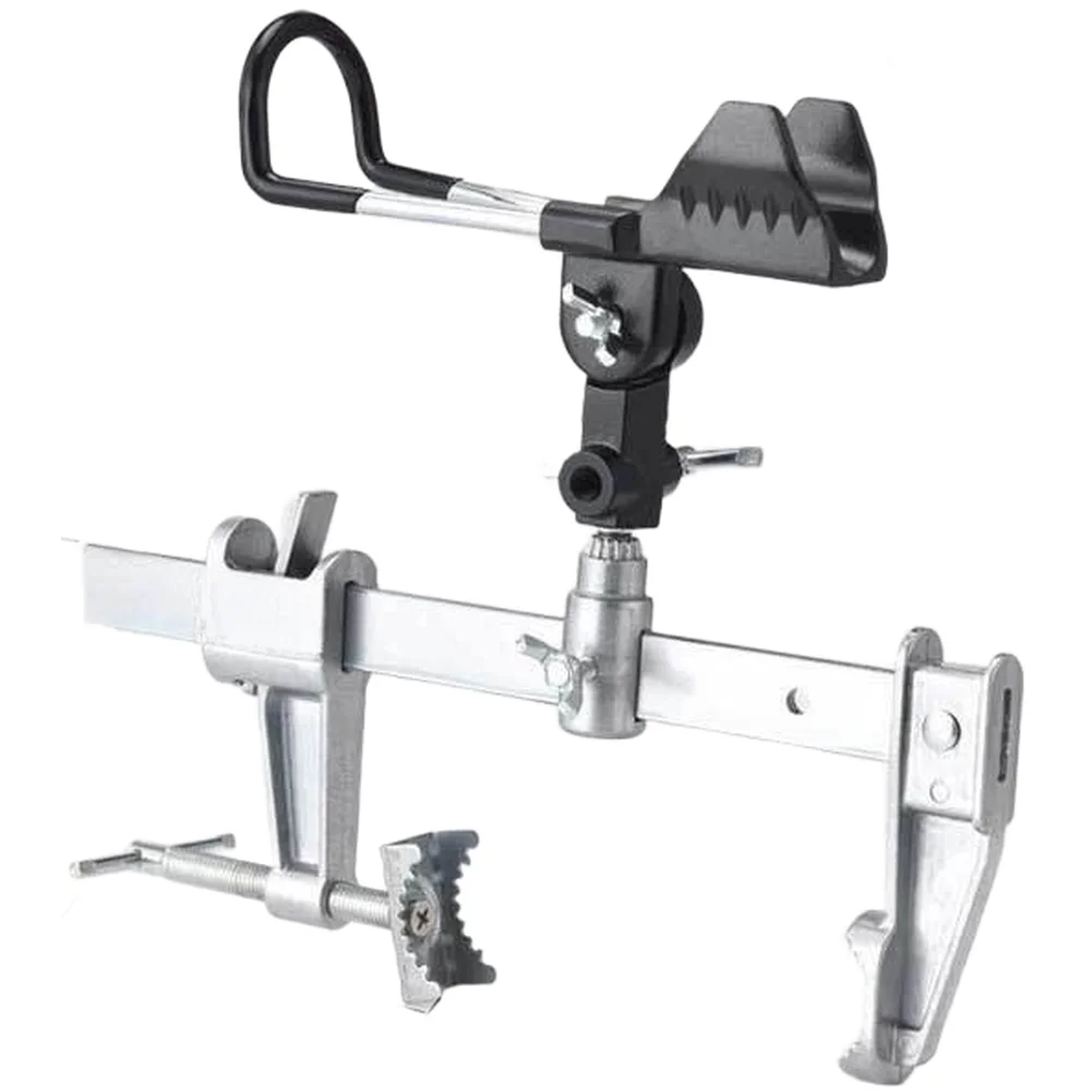 Multi-Position Fishing Rod Stand with Rapid-Engage Clamp and Continuous Rotation for Flexible Bridge and Coastal Rod Setup