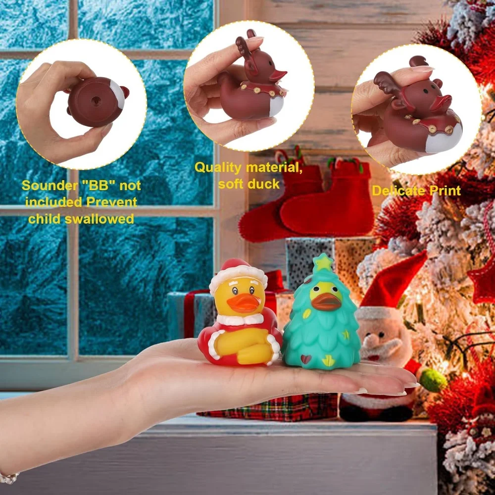 هدايا عيد الميلاد على شكل بطة مطاطية لحفلات هدايا العطلات لعيد الميلاد، والدش، وأعياد الميلاد، والشاطئ، والماردي جرا، لجميع المواسم