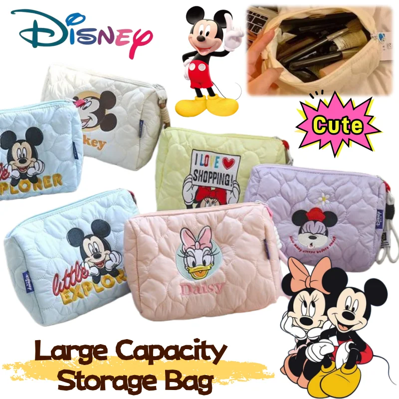 

Креативная персонализированная ручная косметичка с изображением Микки и Минни Диснея, сумка для хранения большой емкости с милым мультяшным рисунком