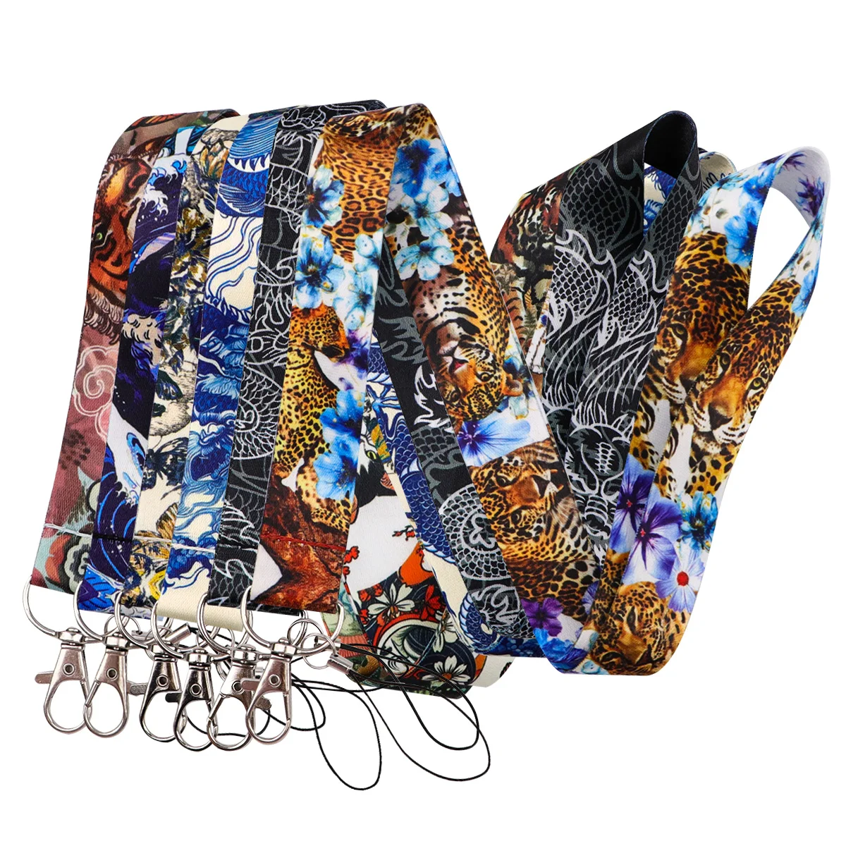 

Oil Painting Tiger Rope Strap Keychain Dragon Lanyard For Cars Motorcycles Keys Anti-Lost Rope Accessories Gifts for Friends