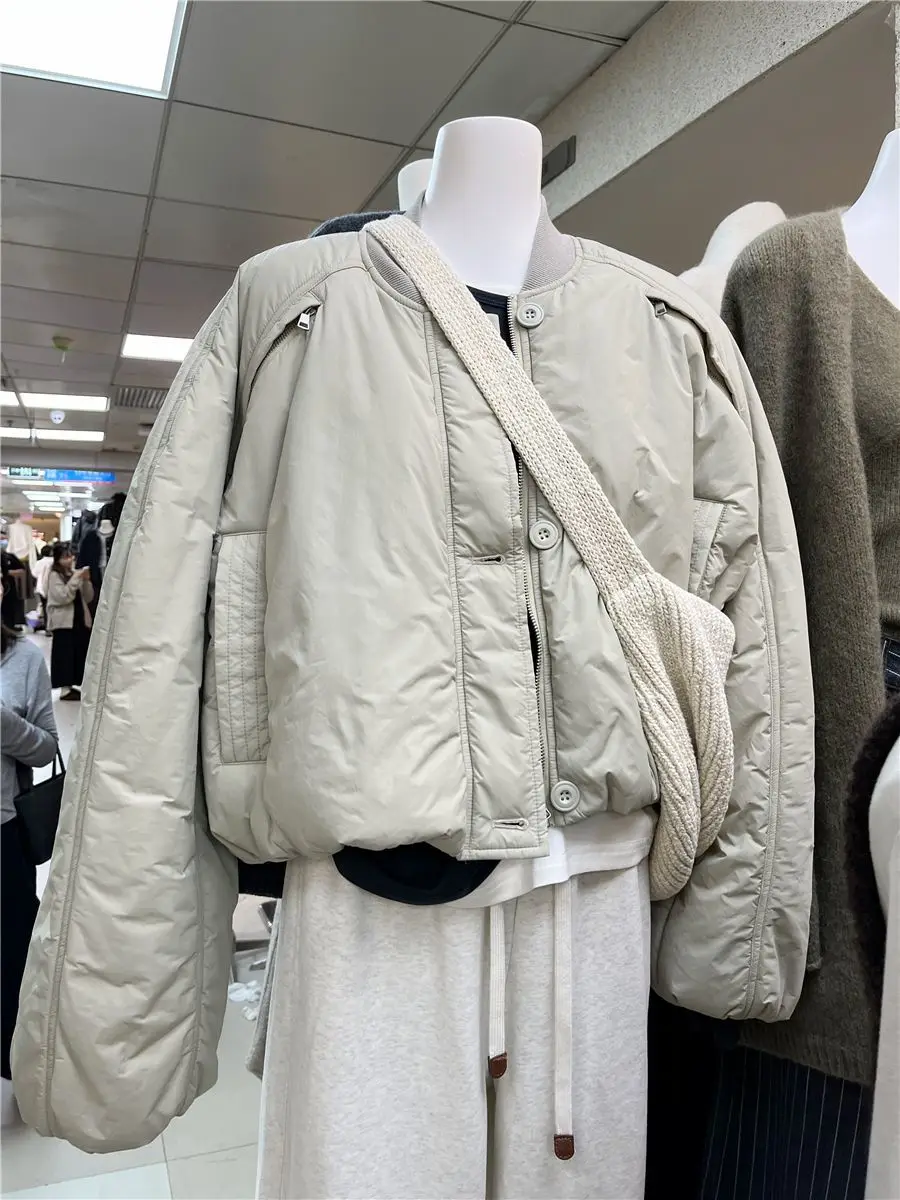 

Fashionable Loose Short Baseball Jacket Cotton Coat Casual Warm Thick Outerwear Korean Style Winter New Arrival Women's Clothing