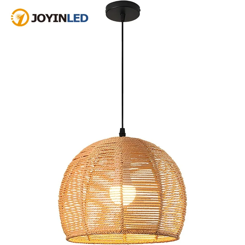 Boho Rattan Chandelier for Dining Room 30CM Hand Woven Farmh