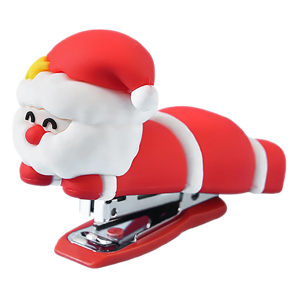 Papai noel pequena grampeador portátil desktop escritório dos desenhos animados mini grampeador para viagens escolares bonito papelaria mini kit de material de escritório