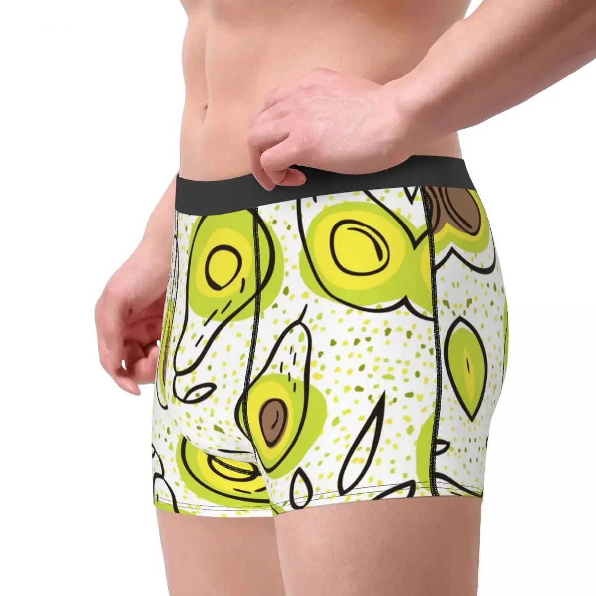 Funny Boxer Shorts Panties Men's Avocado Fruit Pattern Underwear Breathable Underpants for Male