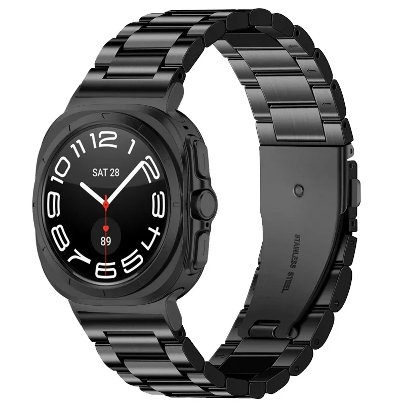 Metallarmband für Samsung Galaxy Watch 7 Ultra 47 mm, Business-Edelstahlarmbänder für Galaxy Watch Ultra, Herren und Damen, Silber