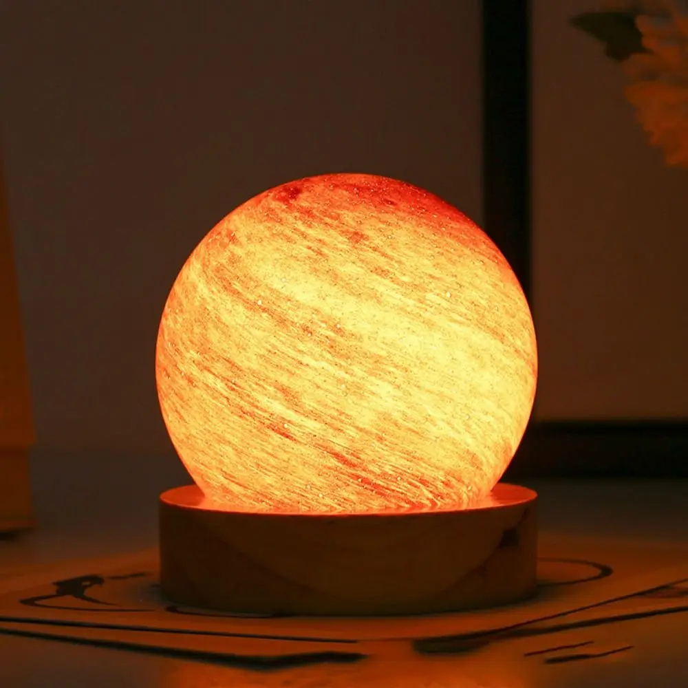 USB Plug in 3D Planet Glass Lamp Luminous Glass Sphere 3 Color Light Galaxy Crystal Ball Removable With Wooden Stand