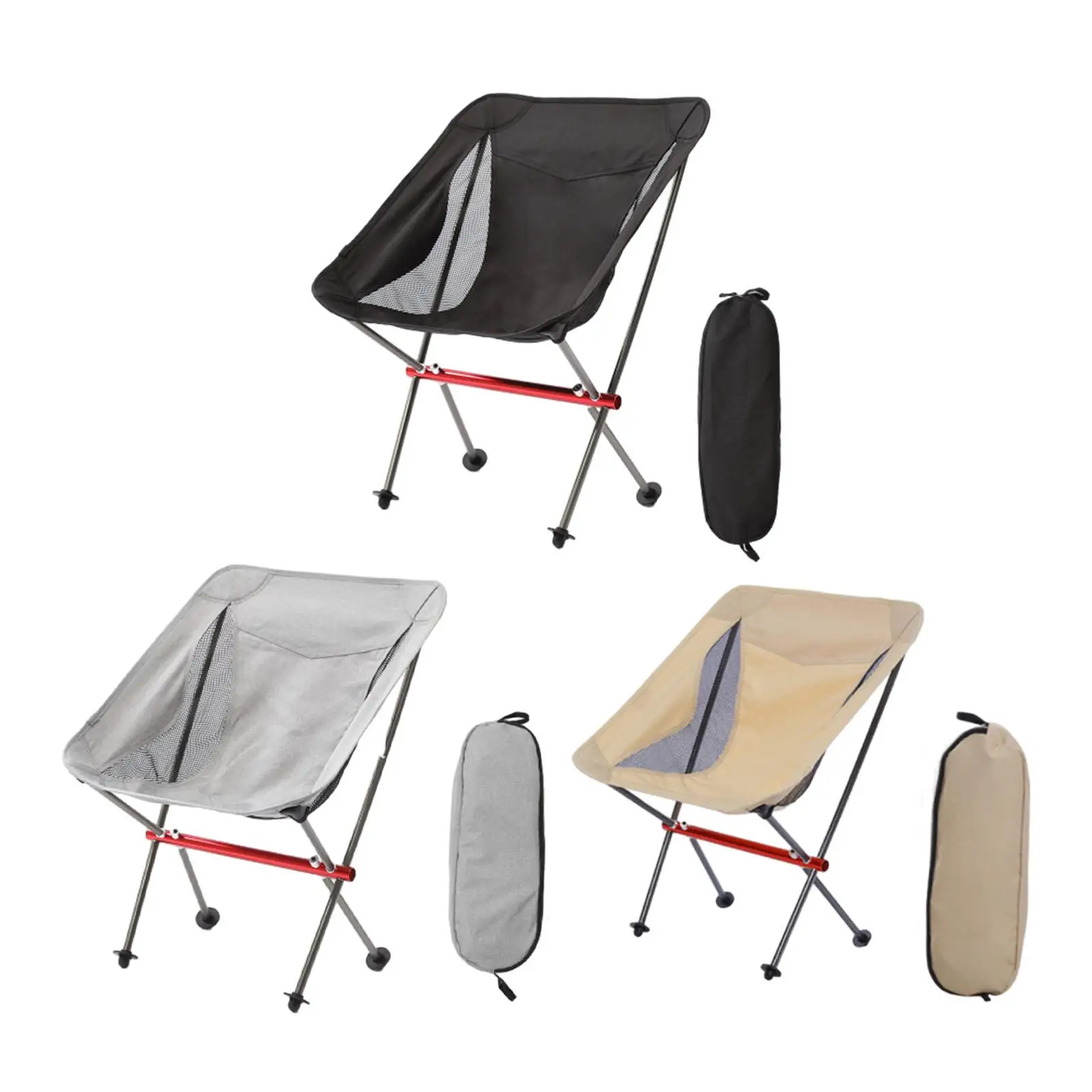 

Folding Camping Chair Simple with Organizer Bag Collapsible Outdoor Moon Chair for Backyard Picnics Barbecue Hiking Fishing