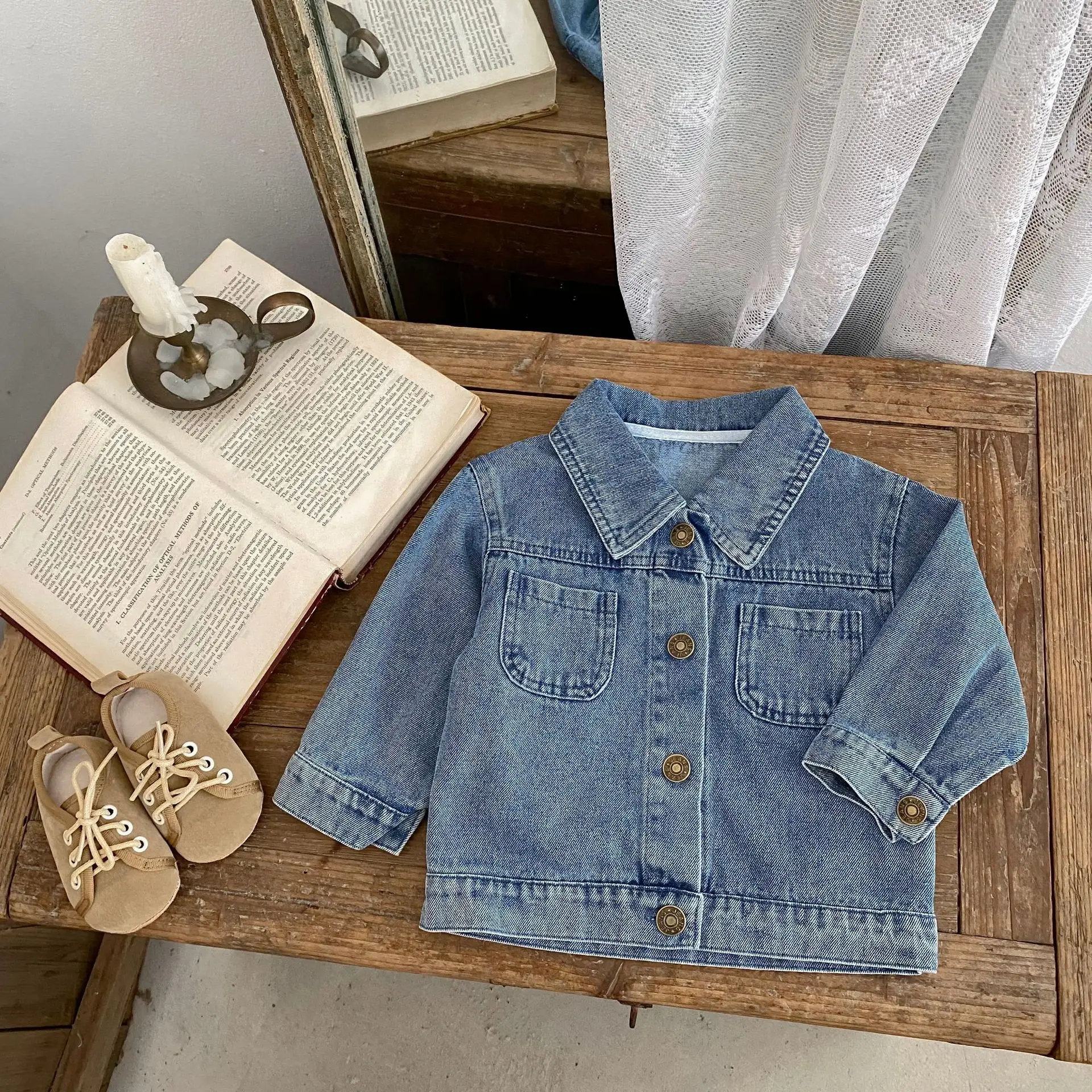 

Fall 2025 Baby Toddler Denim Jacket Unisex Lapel Open Front Casual Coat Outerwear for 0 To 4 Years Boys Girls Cute Fashion
