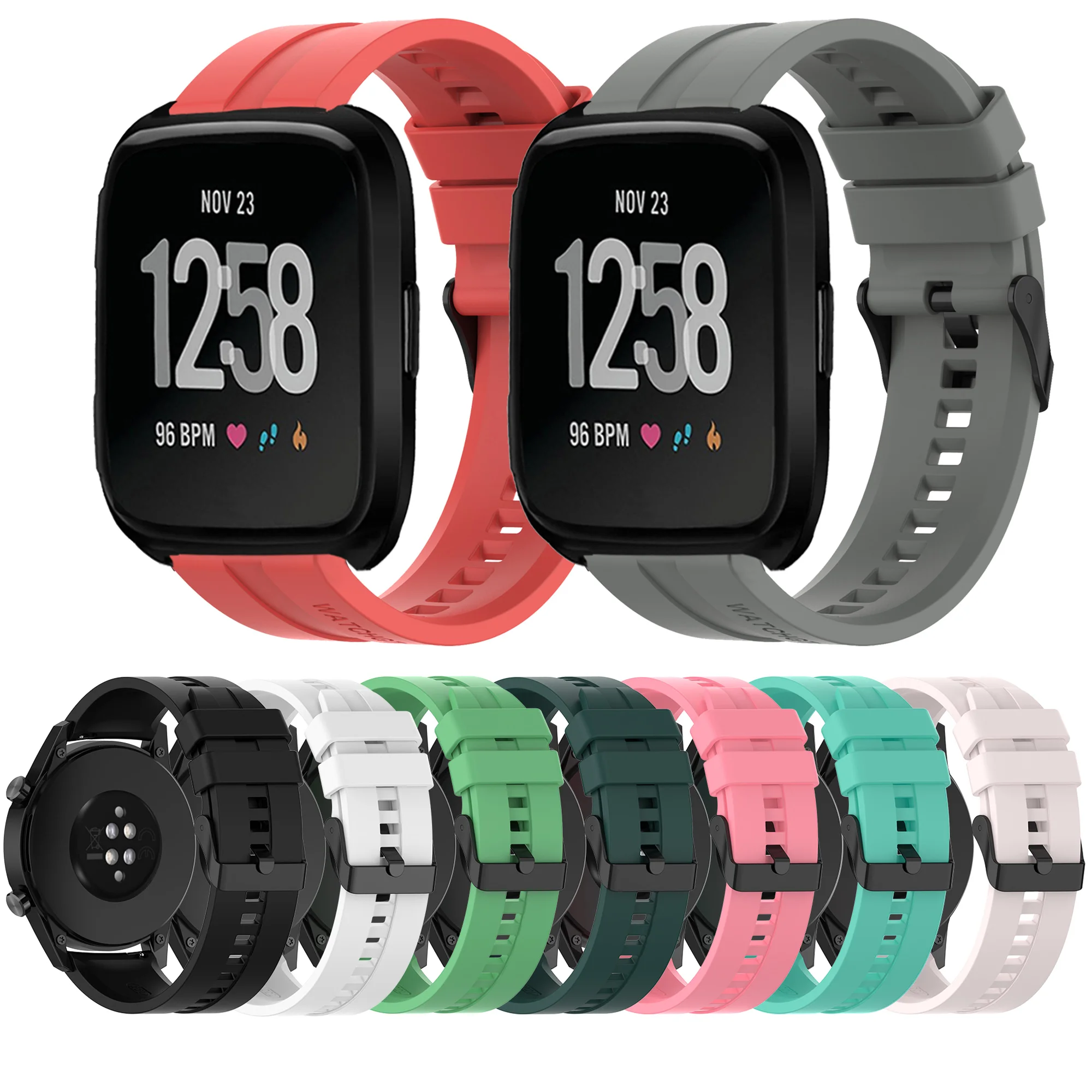 Fitbit Versa 2/Versa Lite/Versaa1/SE 스포츠 손목 밴드 시계 액세서리 교체 스트랩에 적합한 22mm 소프트 실리콘 스트랩