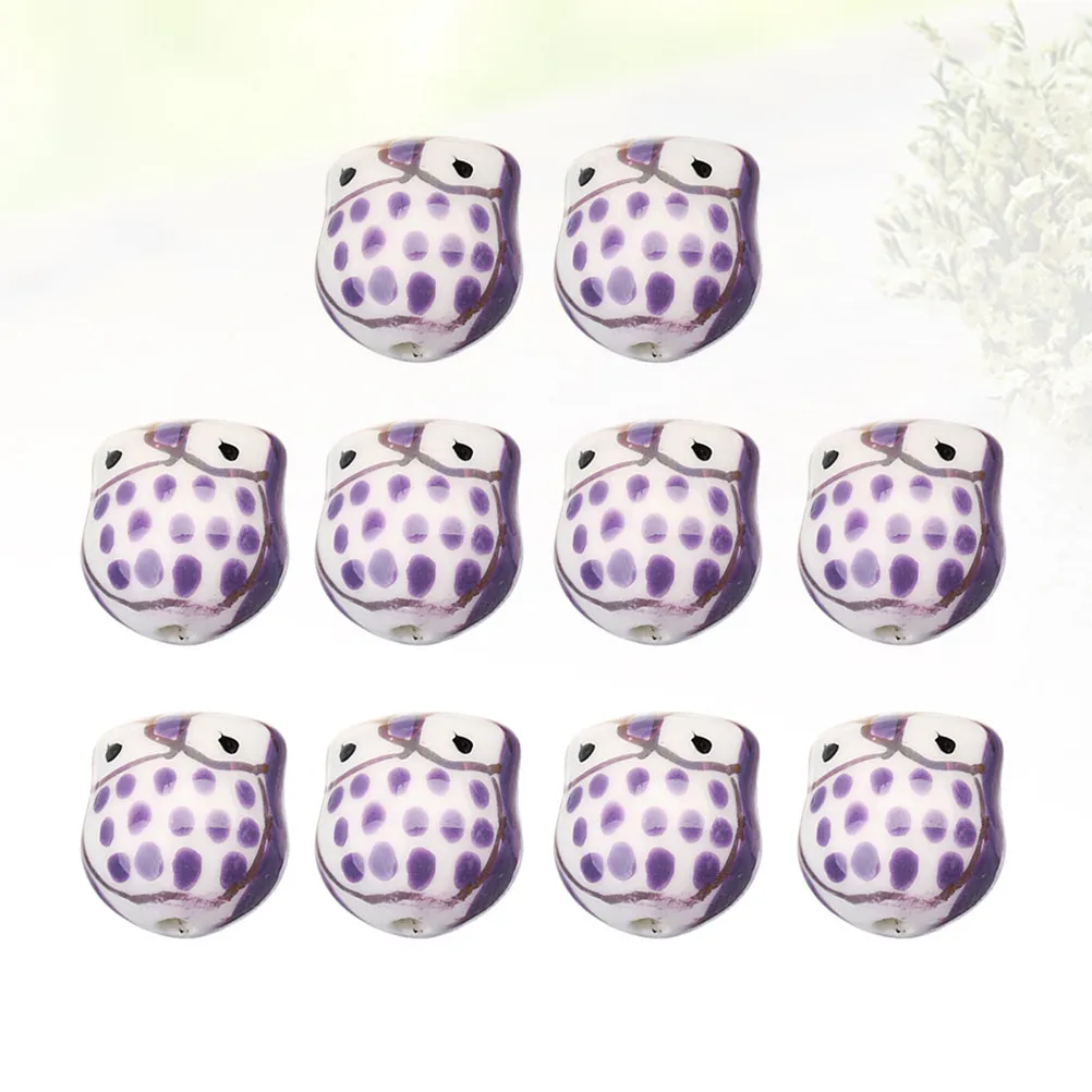 10Pcs Chic Cartoon Owl Shaped Ceramic Beads DIY Jewelry Craft Kit Smooth Hole Design for Necklace Bracelet Dress Decor Ceramics