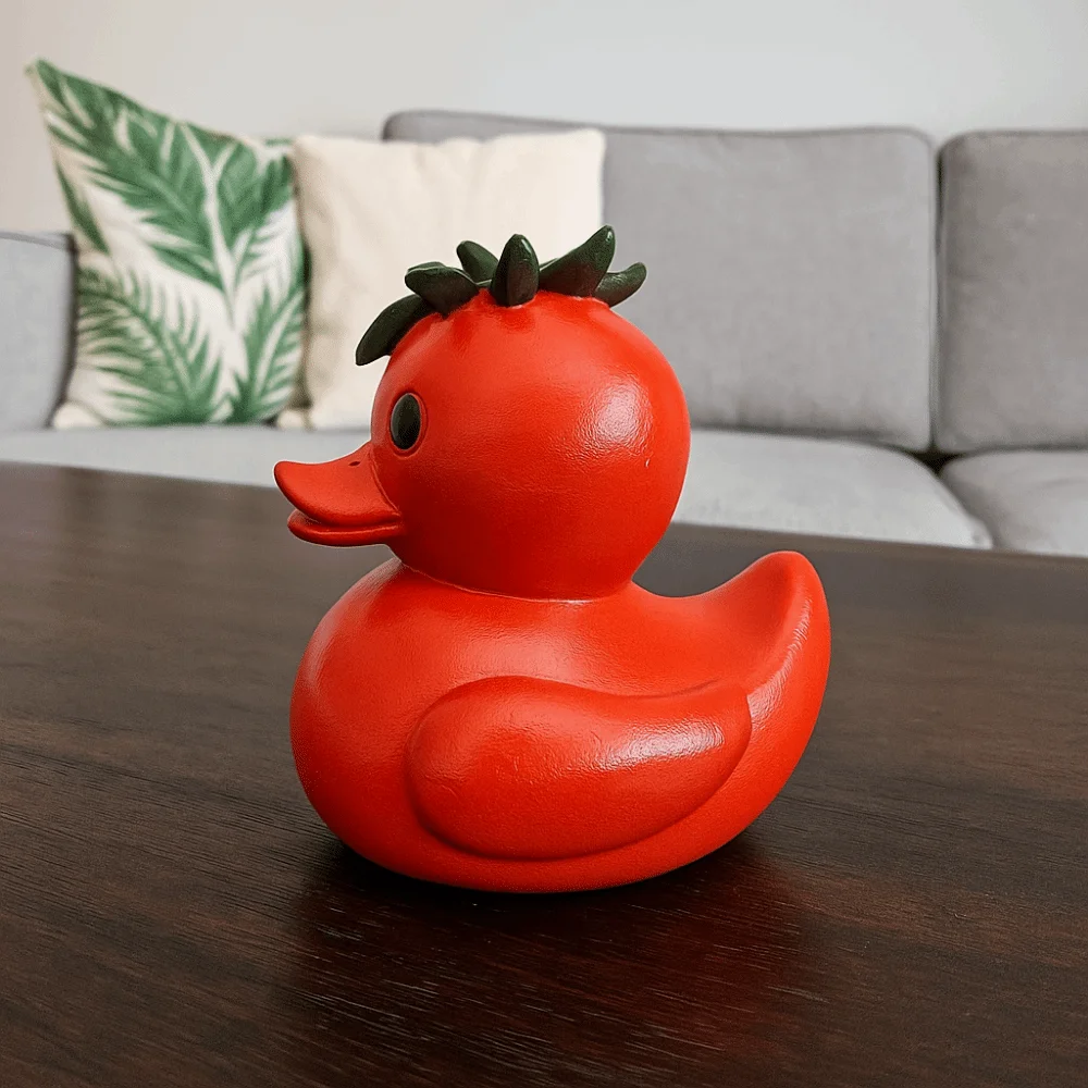 

Crafts Resin Whimsical Vegetable Duck Ornament Cartoon Cute Duck Statue Creative Waterproof Animal Sculpture Office